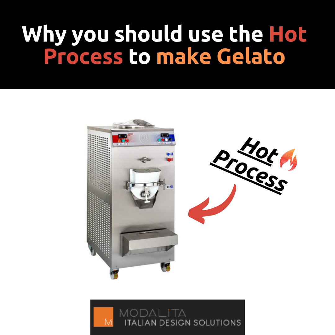 Hot process in professional gelato making for a shop
